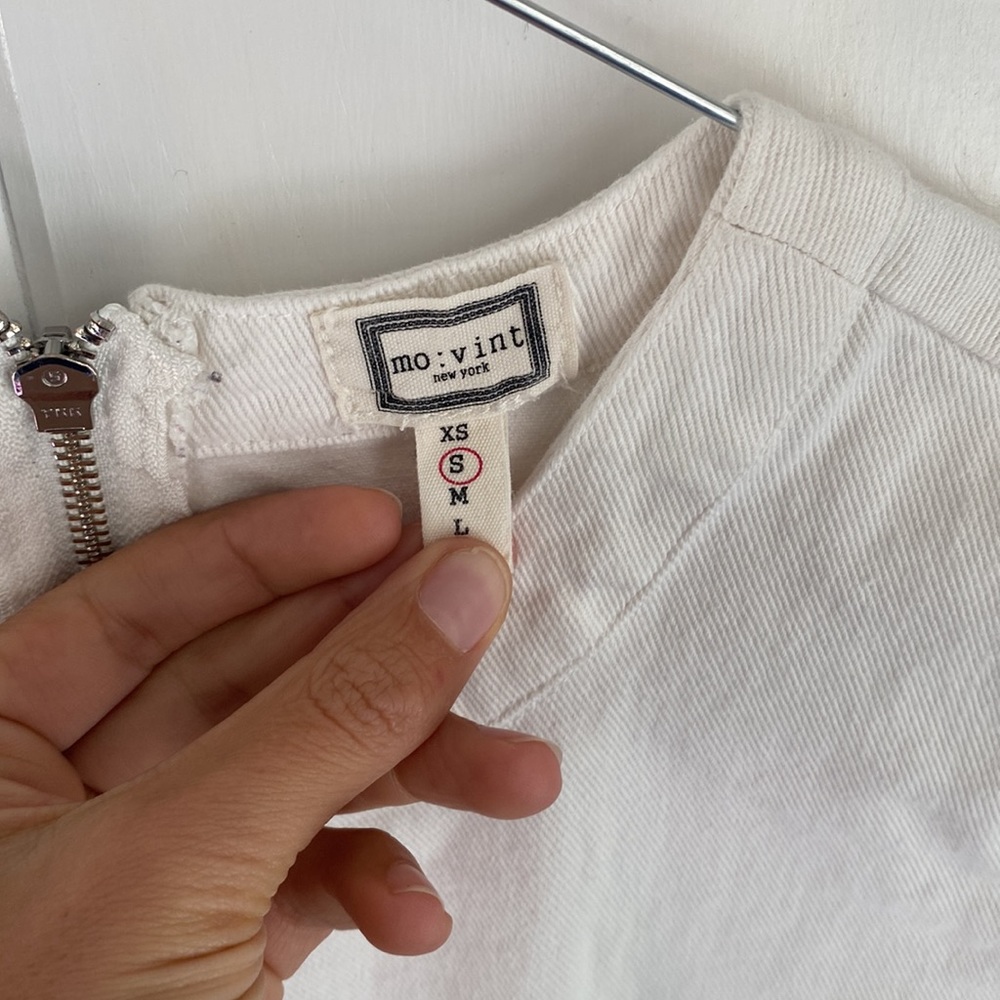 Good condition. Size small white denim, mini dress. - Picture 2 of 6